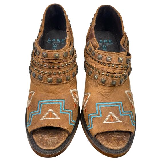 Lane Women’s Nova Aztec Peep Toe Studded Western Ankle Boot Size US 9.5 - Picture 7 of 11